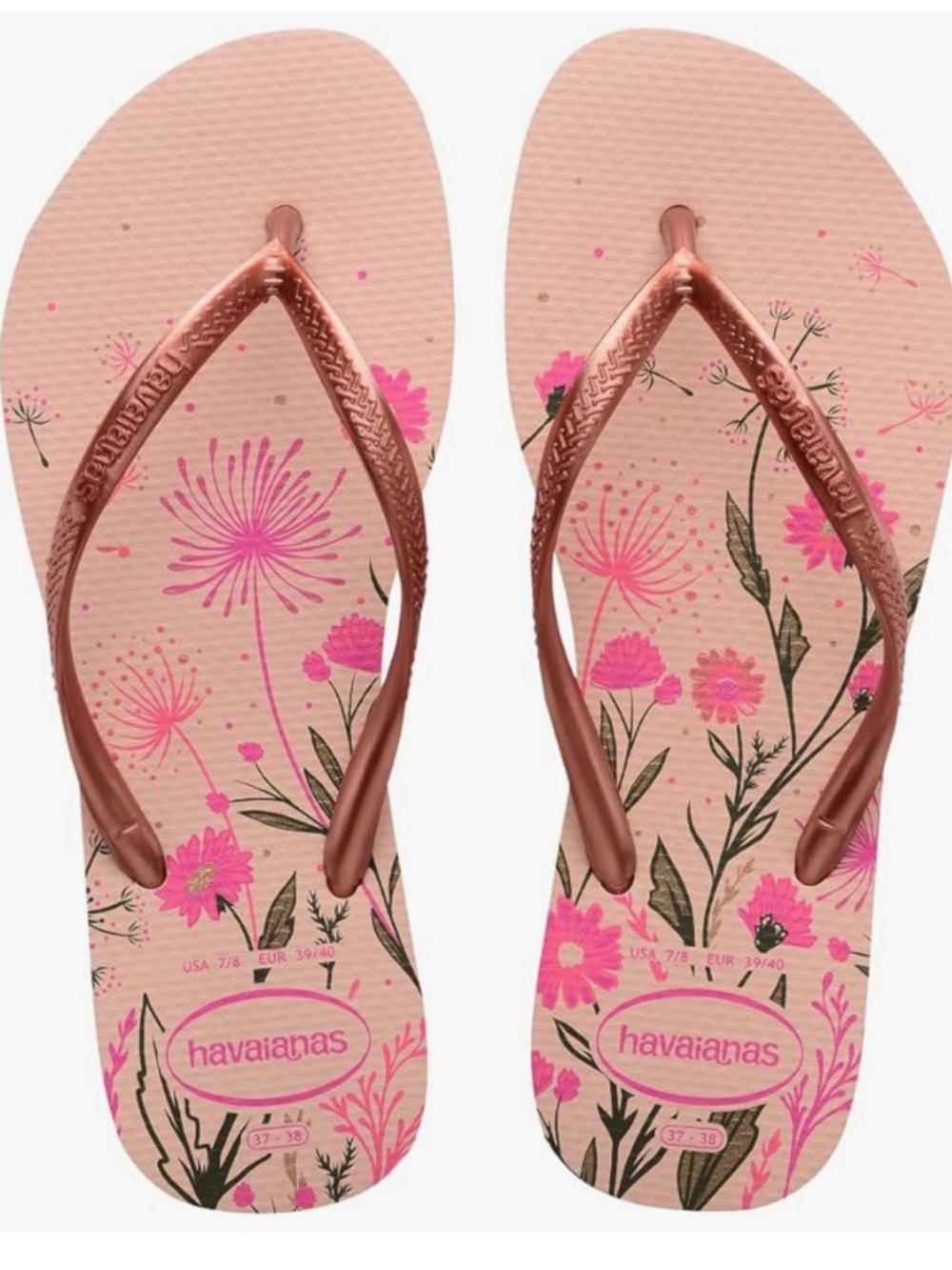 Havaianas Slim Organic sandals in the Ballet Rose/Golden Blush Colorway NWT